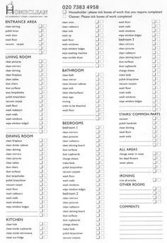 professional house cleaning checklist
