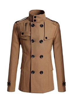 CRYYU Men Zip-Up Winter Quilted Stand Collar Outerwear Slim Fit Down Jacket Coat