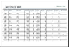 warehouse inventory list