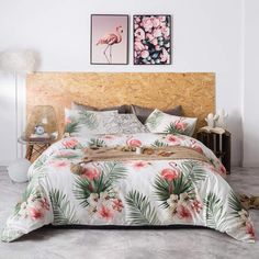 Palm Duvet Cover Queen,100-percent Cotton Botanical Palm 3pc Bedding Set,Blue Tropical Plant and Banana Leaves Pattern Printed with Zipper Closure 4 Corner Ties,Lightweight,Soft Breathable Palm,Queen