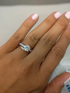 Show Me Your Sparkly Engagement Ring W Plain Wedding Band Show Me Your Mismatched Ring Sets Pic Heavy