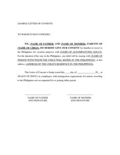 travel letter for minors
