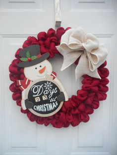 Christmas Snowman Burlap Wreath