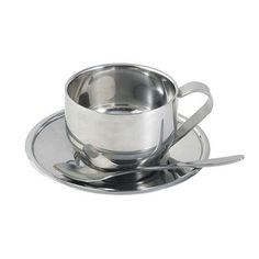 High Quality Stainless Steel Coffee Cup Saucer And Spoon Set High Quality Stainless Steel Coffee Cup Saucer And Spoon Set Double Wall Cups Coffeeware In 2018 Pinterest