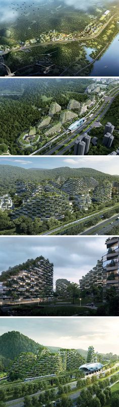 With a legacy of vertical forests around the world, Stefano Boeri decided that one single tower wasn’t enough. His latest endeavor is the world’s first Forest City in Liuzhou, South China. Designed for humans and greenery to coexist in a format that is as modern as eco-friendly, as well as a radical plan to battle China’s smog problem. Hospital Architecture, University Architecture, Green Architecture, Landscape Architecture, Sustainable City, Sustainable Design, Vertical Forest