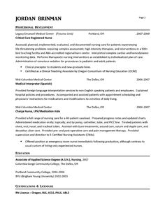 emergency room nurse resumes