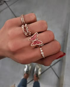 14kt rose gold and diamond pink tourmaline butterfly ring – Luna Skye Rose Gold, Diamond Rings, Chain Jewelry