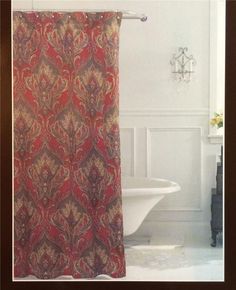 72 Best Bathrooms Images On Pinterest In 2018 C Shower Raymond Waites Preston Rich Dark Red Paisley Fl Fabric Shower Curtain New