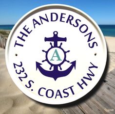 32 Best Beach House Plaques And Number Signs Images On Beach House Sign Nautical Anchor Gift Monogram Plaque Family Name Ceramic Address Plaques Coastal Wall Decor