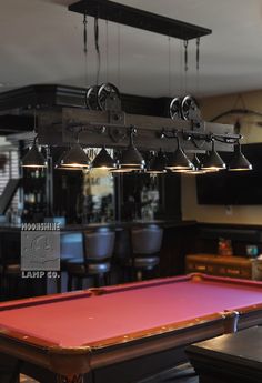 20 Awesome Pool Table Lighting Ideas For The House Pinterest Lots Of Detail In This Amazing Pool Table Light Made Out Steel Funnels Water Pipe And Pulley Wheels Definitely One Our More Intense Custom Jobs