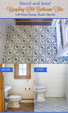 Stencil And Save Upcycling Old Bathroom Tiles With Stencils Diy Upcycling Old Bathroom Tiles With Stencils Diy Idea