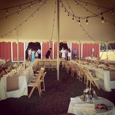 bistro lighting canopy inside a 40 x 80 pole tent tent