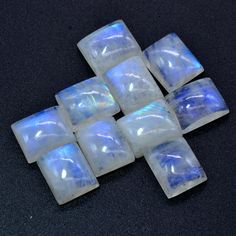 16 Pieces Natural Rainbow Moonstone Cabochons Lot 6x8mm Oval Shape White Moonstone Gemstones Loose Stones Smooth Gems Cabs
