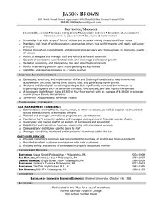 bartending resume example