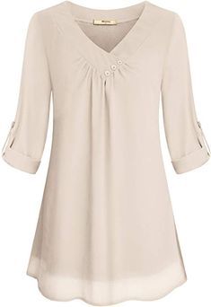 Fashion Applique Flowy Chiffon Tops Womens Casual V-Neck Long Sleeve Blouse
