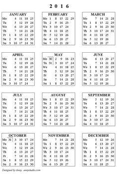 full year calendar template 2015