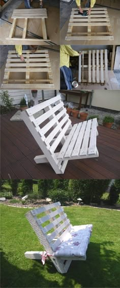 Déco jardin | Des idées DIY pour votre jardin! 20 exemples + tutoriels... Diy Outdoor Furniture, Pallet Couch, Bench Furniture, Outdoor Furniture Plans, Pallet Garden Benches, Wooden Pallet Furniture