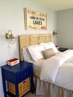 headboard made from upcycled shutters great decor overall