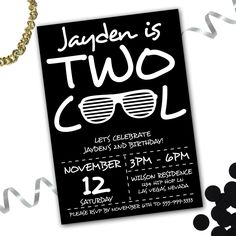 two birthday invitation boys 2nd birthday party modern black