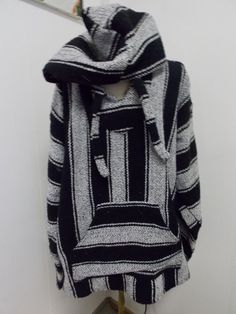 drug rug vintage 90s baja hoodie black and white stripe stoner plus size baja hoodie
