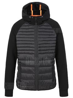 YUNY Mens Loose with Zips Stand Collar Casual Thicken Parka Jacket Black L