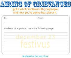 official airing of grievances form festivus festivus pinterest festivus airing of grievances form