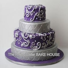 Purple And Silver Wedding Cakes Scrollwork Cake Purple And Silver Wedding Cake The Pretty Sister Bake House