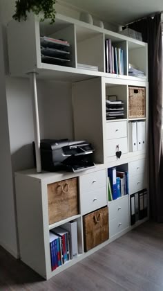 15 super smart ways to use the ikea kallax bookcase from ikea club a smart way to stack your bookcases and provide a spot for your printer too - Ikea Bookshelves Expedit 15 super smart ways to use the ikea kallax bookcase from ikea club a smart way to stack your bookcases and provide a spot for your printer too - Ikea Bookshelves Expedit