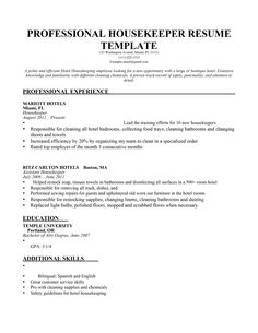 housekeeper resume3 resume objective statement pinterest housekeeping resume template