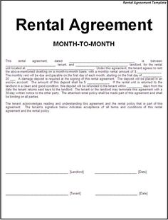 standard rental agreement form