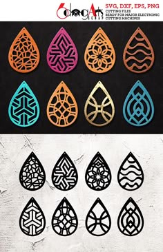 Faux Leather Earrings Set Tear Drop Pendant Laser Cut Templates Cutting File Svg Dxf Cricut Leather Cutting Templates