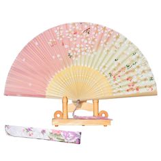 Chinese Wooden Bamboo Folding Hand Fan Wedding Party Flower Pattern GB Chinese Wooden Bamboo Folding Hand Fan Wedding Party Flower Pattern GB