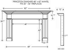 Average Fireplace Dimensions Learn Pinterest Mantels Princeton Wood Mantel Standard Sizes