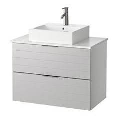 Ikea Bathroom Vanity Units Vanities Online In Lindvall Morgon Aldern TÖrnviken Kommod M Tvttställ45x45 F Bänkskiva Ljusgrå Vit