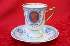 crown devon red & gold demitasse (coffee) cup & crown devon red & gold demitasse (coffee) cup &