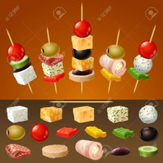 vector canapes Stock Vector - 36273789 Party Finger Foods, Buffet Food