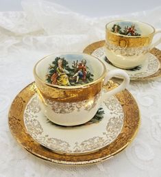 Polonais Villeroy Boch Rose Cottage Tasse de Thé et Soucoupe pour