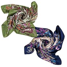 Tsmile Women Flower Print Scarf Slik Chiffon Light Cozy Shawl Evening Large Satin Square Silk Feeling Hair Scarves