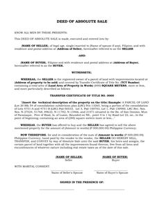 sample deed of sale