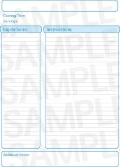 printable recipe book template