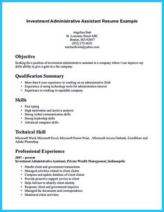 investment administrative assistant resumes