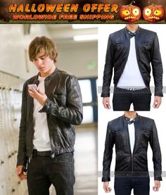 Oblow 17 Again Zac Efron Wrinkle Lambskin Genuine Leather Jacket + FREE GIFT Special Offer for. New Wardrobe.