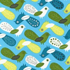 Robert Kaufman /"Critter Community/" Funky Birds Retro Fabric