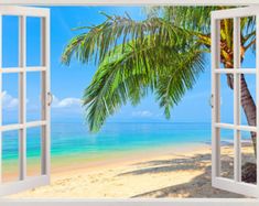 42 Best Beach Wall Mural Images On Pinterest Windows Palm Tree Beach Wall Decal Window By Windowwallstickers Decals Vinyl