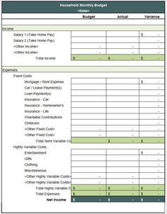 house budget template