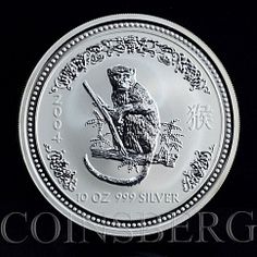 Chinese Lunar Year Singapore 10 Dollars Coin 2004 UNC Year of the Monkey