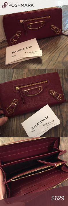 Faux Leather NIB REED by Reed Krakoff Double Zipper Wallet Red