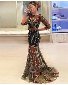 Canserin Hot Sale!Women Long Dress Womens Fashion Floral Print Long Sleeve Boho Dress Evening Party O-Neck Long Maxi Dress L, Blue