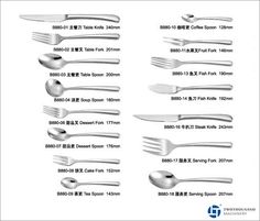 Different kinds of spoon and fork