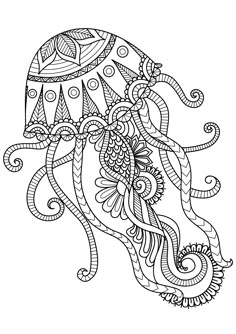 Hand Drawn Jellyfish Zentangle Style For Coloring Book Shirt Design Or Tattoo